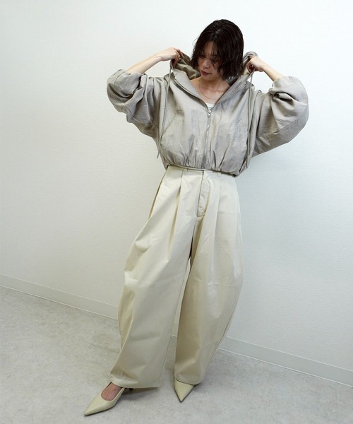 gossara（ゴサラ）の「シアーワッシャーZIPフーディー（シャツ/ブラウス・レディース・グレー/オフホワイト/グレイッシュベージュ・FREE）」の11枚目の写真