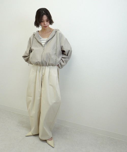 gossara（ゴサラ）の「シアーワッシャーZIPフーディー（シャツ/ブラウス・レディース・グレー/オフホワイト/グレイッシュベージュ・FREE）」の13枚目の写真