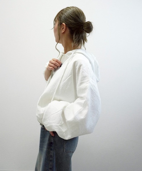 gossara(ゴサラ)の「【大人カジュアルにぴったり】シアーワッシャーZIPフーディー(ブルゾン・レディース・グレー/オフホワイト/グレイッシュベージュ・FREE)」の21枚目の写真