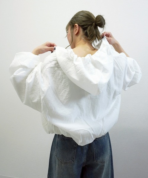 gossara(ゴサラ)の「【大人カジュアルにぴったり】シアーワッシャーZIPフーディー(ブルゾン・レディース・グレー/オフホワイト/グレイッシュベージュ・FREE)」の22枚目の写真