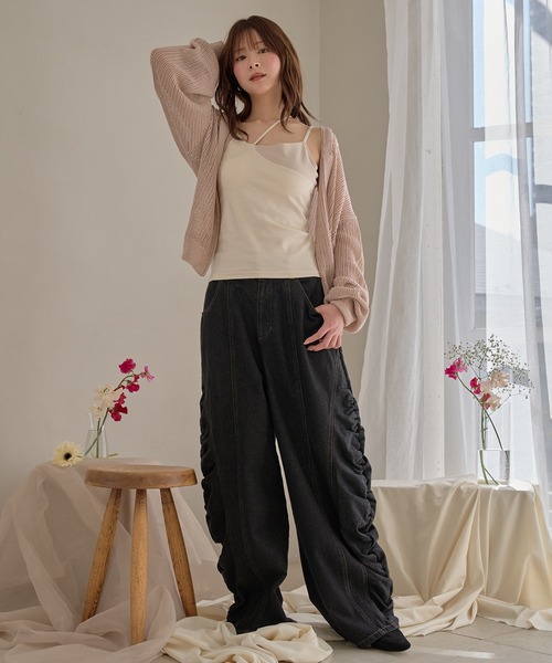 mideal（マイディール）の「layered style cross design camisole / レイヤードスタイルクロスデザインキャミソール（キャミソール・レディース・アイボリー/ブラック・FREE）」の9枚目の写真