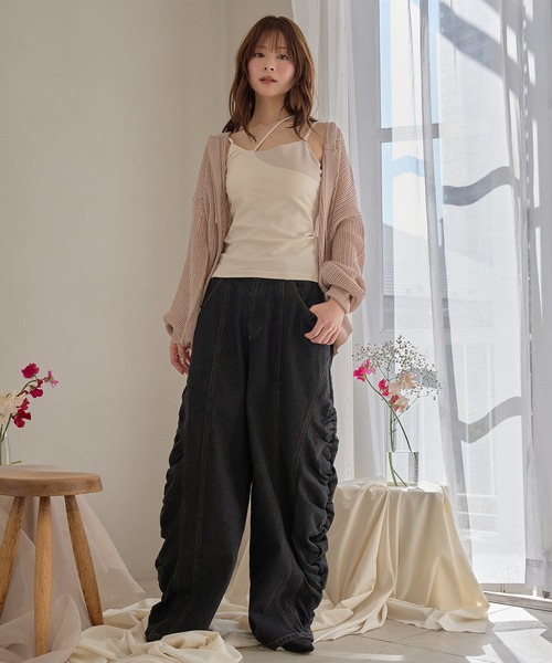 mideal（マイディール）の「layered style cross design camisole / レイヤードスタイルクロスデザインキャミソール（キャミソール・レディース・アイボリー/ブラック・FREE）」の10枚目の写真