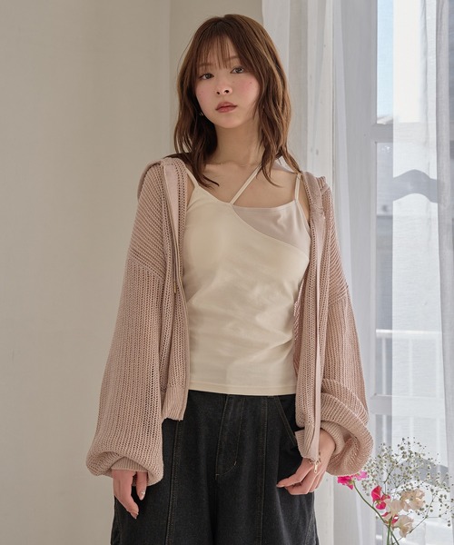 mideal（マイディール）の「layered style cross design camisole / レイヤードスタイルクロスデザインキャミソール（キャミソール・レディース・アイボリー/ブラック・FREE）」の3枚目の写真