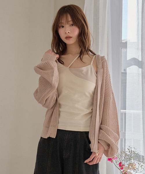 mideal（マイディール）の「layered style cross design camisole / レイヤードスタイルクロスデザインキャミソール（キャミソール・レディース・アイボリー/ブラック・FREE）」の4枚目の写真