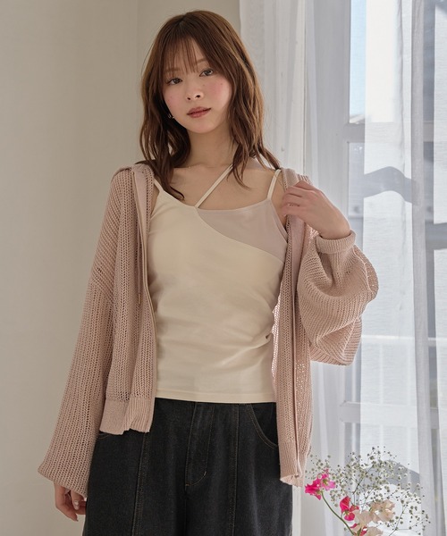 mideal（マイディール）の「layered style cross design camisole / レイヤードスタイルクロスデザインキャミソール（キャミソール・レディース・アイボリー/ブラック・FREE）」の5枚目の写真