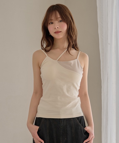 mideal（マイディール）の「layered style cross design camisole / レイヤードスタイルクロスデザインキャミソール（キャミソール・レディース・アイボリー/ブラック・FREE）」の12枚目の写真