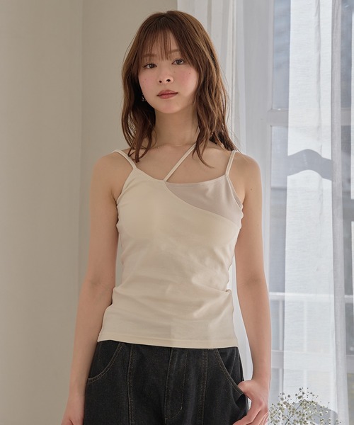 mideal（マイディール）の「layered style cross design camisole / レイヤードスタイルクロスデザインキャミソール（キャミソール・レディース・アイボリー/ブラック・FREE）」の13枚目の写真