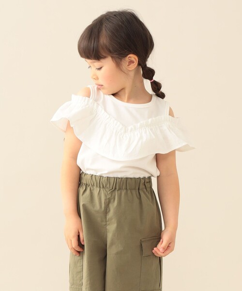 BEAMS mini(ビームスミニ)の「【WEB限定】フリル オフショル Tシャツ 2026SS(90~140cm)通学 定番 プチプラ キッズ(Tシャツ/カットソー・キッズ・ネイビー/オフホワイト・100/110/120/130/140/90)」の19枚目の写真