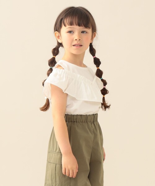 BEAMS mini(ビームスミニ)の「【WEB限定】フリル オフショル Tシャツ 2026SS(90~140cm)通学 定番 プチプラ キッズ(Tシャツ/カットソー・キッズ・ネイビー/オフホワイト・100/110/120/130/140/90)」の18枚目の写真