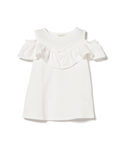 BEAMS mini(ビームスミニ)の「【WEB限定】フリル オフショル Tシャツ 2026SS(90~140cm)通学 定番 プチプラ キッズ(Tシャツ/カットソー・キッズ・ネイビー/オフホワイト・100/110/120/130/140/90)」の12枚目の写真