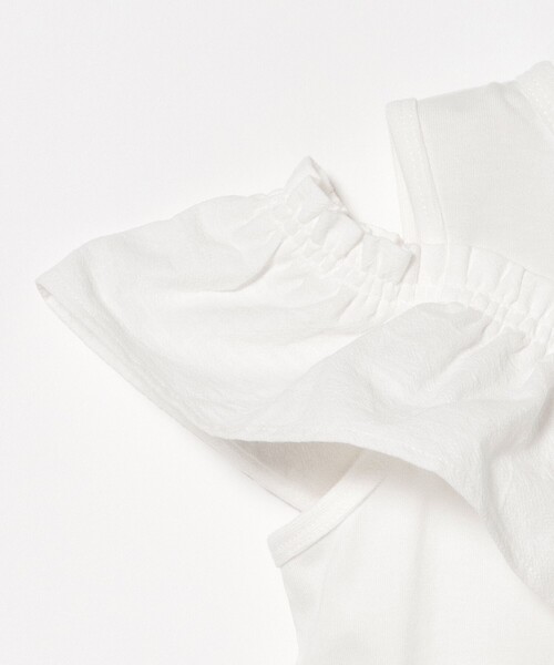 BEAMS mini(ビームスミニ)の「【WEB限定】フリル オフショル Tシャツ 2026SS(90~140cm)通学 定番 プチプラ キッズ(Tシャツ/カットソー・キッズ・ネイビー/オフホワイト・100/110/120/130/140/90)」の10枚目の写真