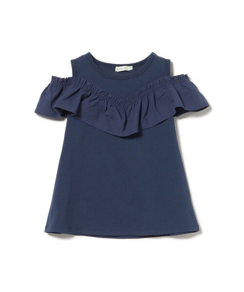 BEAMS mini(ビームスミニ)の「【WEB限定】フリル オフショル Tシャツ 2026SS(90~140cm)通学 定番 プチプラ キッズ(Tシャツ/カットソー・キッズ・ネイビー/オフホワイト・100/110/120/130/140/90)」の6枚目の写真