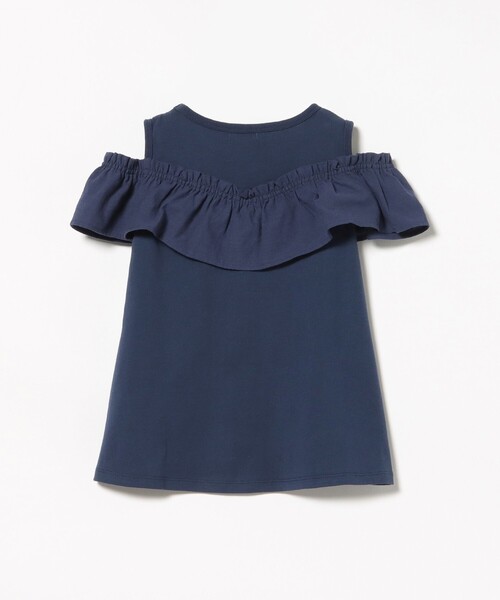 BEAMS mini(ビームスミニ)の「【WEB限定】フリル オフショル Tシャツ 2026SS(90~140cm)通学 定番 プチプラ キッズ(Tシャツ/カットソー・キッズ・ネイビー/オフホワイト・100/110/120/130/140/90)」の5枚目の写真