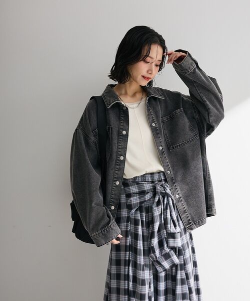 Green Parks(グリーンパークス)の「袖チュールリブプルオーバー(Tシャツ/カットソー・レディース・オレンジ/その他7/ブラック/アイボリー・FREE)」の6枚目の写真
