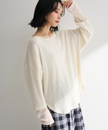 袖チュールリブプルオーバー