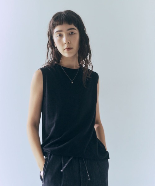 me.(ミードット)の「【 me. / ミードット 】washable silk jersey タンクトップ me-25413 HPI(タンクトップ・レディース・ライム/ブラック・FREE)」の1枚目の写真