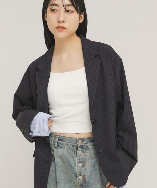 KBF（ケイビーエフ）の「ダブルストラップクロップドキャミソール（キャミソール・レディース・ブラウン/オフホワイト・ONE）」の5枚目の写真