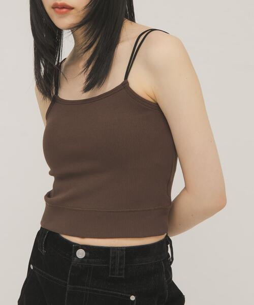 KBF（ケイビーエフ）の「ダブルストラップクロップドキャミソール（キャミソール・レディース・ブラウン/オフホワイト・ONE）」の8枚目の写真