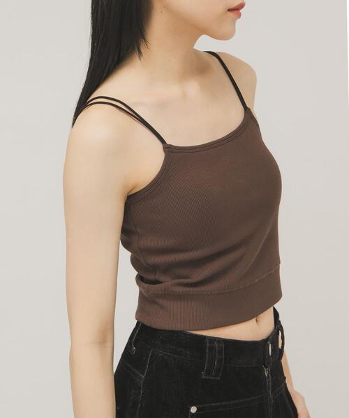 KBF（ケイビーエフ）の「ダブルストラップクロップドキャミソール（キャミソール・レディース・ブラウン/オフホワイト・ONE）」の11枚目の写真