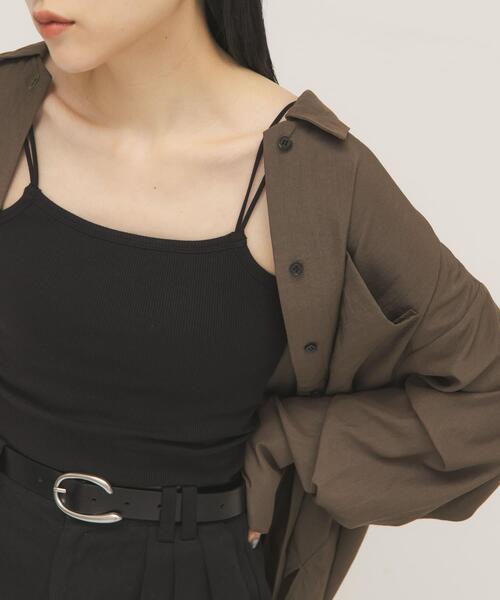 KBF（ケイビーエフ）の「ダブルストラップクロップドキャミソール（キャミソール・レディース・ブラウン/オフホワイト・ONE）」の20枚目の写真