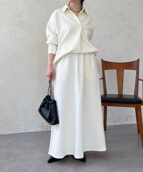 un dix cors（アンディコール）の「スキッパーセットアップ（ワンピース・レディース・アイボリー/グレイッシュベージュ/カーキ・FREE）」の2枚目の写真