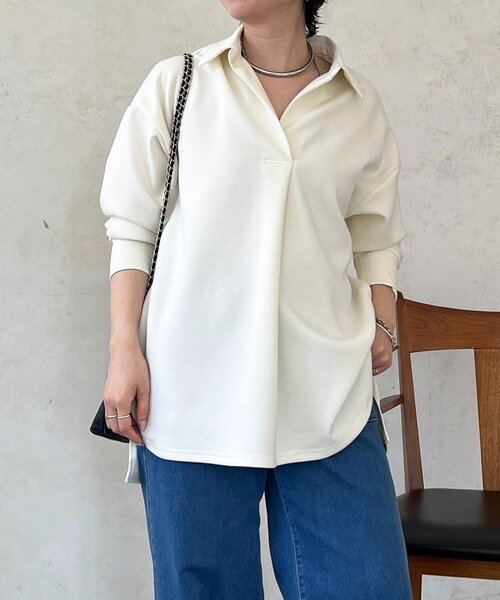 un dix cors（アンディコール）の「スキッパーセットアップ（ワンピース・レディース・アイボリー/グレイッシュベージュ/カーキ・FREE）」の8枚目の写真