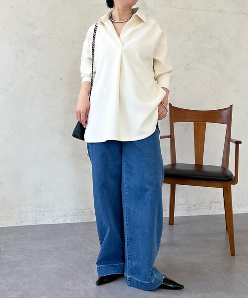 un dix cors（アンディコール）の「スキッパーセットアップ（ワンピース・レディース・アイボリー/グレイッシュベージュ/カーキ・FREE）」の6枚目の写真