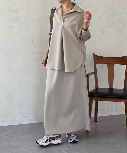 un dix cors（アンディコール）の「スキッパーセットアップ（ワンピース・レディース・アイボリー/グレイッシュベージュ/カーキ・FREE）」の21枚目の写真