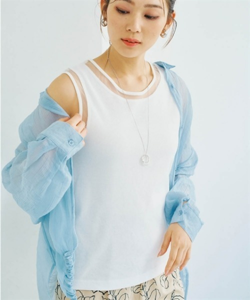 nissen（ニッセン）の「シアー切替タンクトップ（タンクトップ・レディース・ドット/オフホワイト・S/M/L/LL）」の7枚目の写真