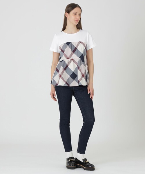 BLUE LABEL CRESTBRIDGE(ブルーレーベルクレストブリッジ)の「クレストブリッジチェックティアードコンビTシャツ(Tシャツ/カットソー・レディース・ブルー系その他2/パープル系その他4・38/40)」の8枚目の写真