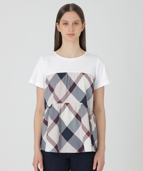 BLUE LABEL CRESTBRIDGE(ブルーレーベルクレストブリッジ)の「クレストブリッジチェックティアードコンビTシャツ(Tシャツ/カットソー・レディース・ブルー系その他2/パープル系その他4・38/40)」の9枚目の写真