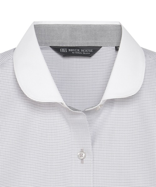 TOKYO SHIRTS(トウキョウシャツ)の「形態安定ノンアイロン ラウンド 7分袖ビジネスワイシャツ(ビジネスシャツ・レディース・グレー・XL/LL/L/M/S)」の3枚目の写真
