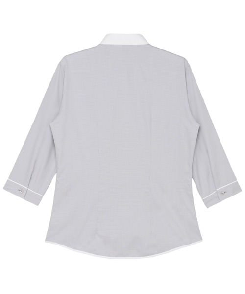 TOKYO SHIRTS(トウキョウシャツ)の「形態安定ノンアイロン ラウンド 7分袖ビジネスワイシャツ(ビジネスシャツ・レディース・グレー・XL/LL/L/M/S)」の2枚目の写真