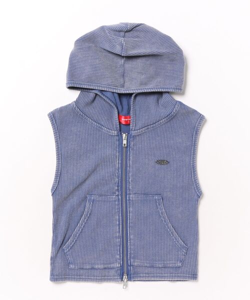 Acid no‑sleeve rib short parka