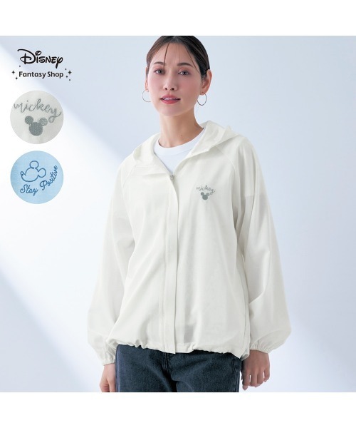 Disney（ディズニー）の「ふわっと着心地軽やか綿混UVパーカ（その他アウター・レディース・ホワイト/ライトブルー・S/M/L/LL）」の3枚目の写真
