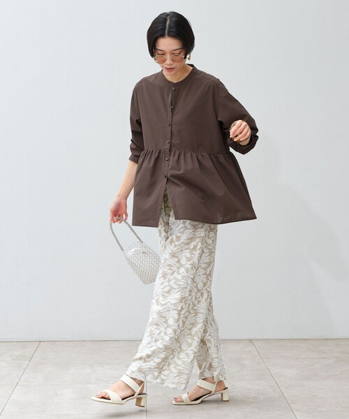 green label relaxing（グリーンレーベルリラクシング）の「［size SHORTあり］ペプラム ブラウス UVカット 通気性 吸水速乾（シャツ/ブラウス・レディース・ライム/ダークブラウン/オフホワイト/ライラック・FREE/SHORT）」の13枚目の写真