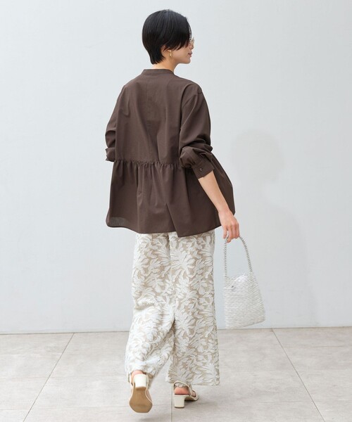 green label relaxing（グリーンレーベルリラクシング）の「［size SHORTあり］ペプラム ブラウス UVカット 通気性 吸水速乾（シャツ/ブラウス・レディース・ライム/ダークブラウン/オフホワイト/ライラック・FREE/SHORT）」の14枚目の写真