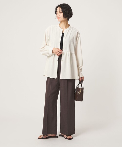 green label relaxing（グリーンレーベルリラクシング）の「［size SHORTあり］ペプラム ブラウス UVカット 通気性 吸水速乾（シャツ/ブラウス・レディース・ライム/ダークブラウン/オフホワイト/ライラック・FREE/SHORT）」の19枚目の写真