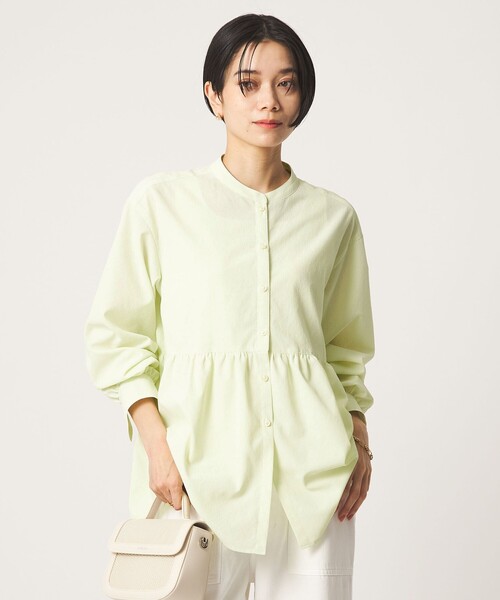 green label relaxing（グリーンレーベルリラクシング）の「［size SHORTあり］ペプラム ブラウス UVカット 通気性 吸水速乾（シャツ/ブラウス・レディース・ライム/ダークブラウン/オフホワイト/ライラック・FREE/SHORT）」の20枚目の写真