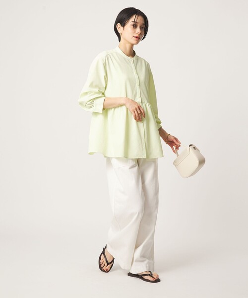 green label relaxing（グリーンレーベルリラクシング）の「［size SHORTあり］ペプラム ブラウス UVカット 通気性 吸水速乾（シャツ/ブラウス・レディース・ライム/ダークブラウン/オフホワイト/ライラック・FREE/SHORT）」の21枚目の写真