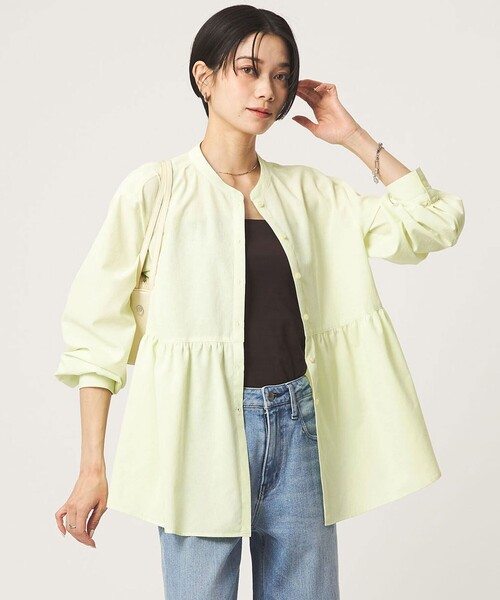 green label relaxing（グリーンレーベルリラクシング）の「［size SHORTあり］ペプラム ブラウス UVカット 通気性 吸水速乾（シャツ/ブラウス・レディース・ライム/ダークブラウン/オフホワイト/ライラック・FREE/SHORT）」の22枚目の写真