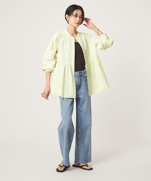 green label relaxing（グリーンレーベルリラクシング）の「［size SHORTあり］ペプラム ブラウス UVカット 通気性 吸水速乾（シャツ/ブラウス・レディース・ライム/ダークブラウン/オフホワイト/ライラック・FREE/SHORT）」の5枚目の写真