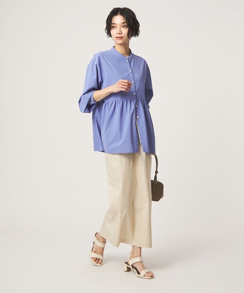 green label relaxing（グリーンレーベルリラクシング）の「［size SHORTあり］ペプラム ブラウス UVカット 通気性 吸水速乾（シャツ/ブラウス・レディース・ライム/ダークブラウン/オフホワイト/ライラック・FREE/SHORT）」の7枚目の写真