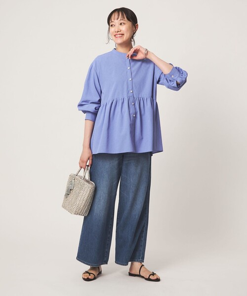 green label relaxing（グリーンレーベルリラクシング）の「［size SHORTあり］ペプラム ブラウス UVカット 通気性 吸水速乾（シャツ/ブラウス・レディース・ライム/ダークブラウン/オフホワイト/ライラック・FREE/SHORT）」の9枚目の写真