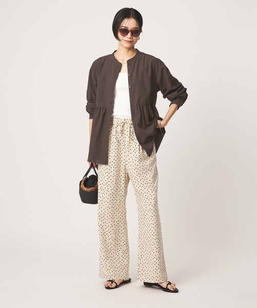 green label relaxing（グリーンレーベルリラクシング）の「［size SHORTあり］ペプラム ブラウス UVカット 通気性 吸水速乾（シャツ/ブラウス・レディース・ライム/ダークブラウン/オフホワイト/ライラック・FREE/SHORT）」の11枚目の写真