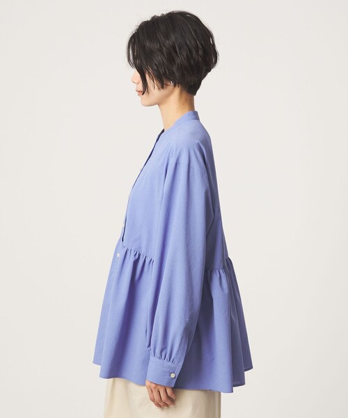 green label relaxing（グリーンレーベルリラクシング）の「［size SHORTあり］ペプラム ブラウス UVカット 通気性 吸水速乾（シャツ/ブラウス・レディース・ライム/ダークブラウン/オフホワイト/ライラック・FREE/SHORT）」の14枚目の写真