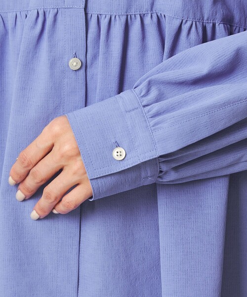green label relaxing（グリーンレーベルリラクシング）の「［size SHORTあり］ペプラム ブラウス UVカット 通気性 吸水速乾（シャツ/ブラウス・レディース・ライム/ダークブラウン/オフホワイト/ライラック・FREE/SHORT）」の17枚目の写真
