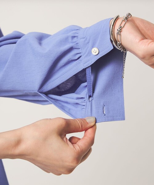 green label relaxing（グリーンレーベルリラクシング）の「［size SHORTあり］ペプラム ブラウス UVカット 通気性 吸水速乾（シャツ/ブラウス・レディース・ライム/ダークブラウン/オフホワイト/ライラック・FREE/SHORT）」の18枚目の写真