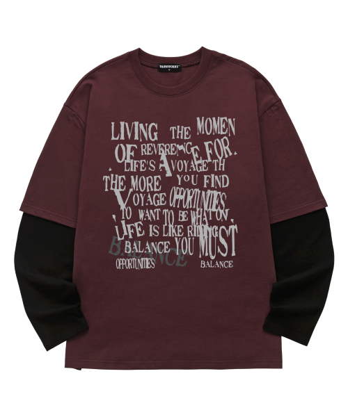 VANNWORKS（バンワークス）の「レイヤードBALANCEロングスリーブ（VVLL0227）バーガンディ/ブラック（Tシャツ/カットソー・メンズ・その他・SMALL/MEDIUM/LARGE/X-LARGE）」の3枚目の写真