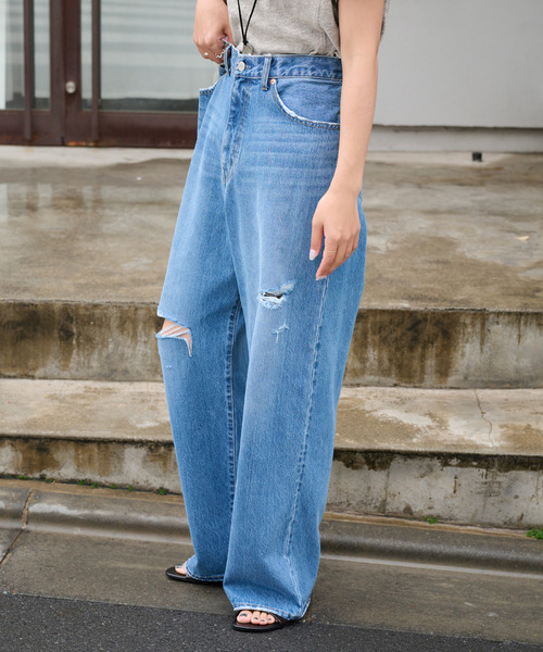 ULTデニムハイライズルーズスラッシュ5PKT（デニムパンツ）｜OUTDOOR